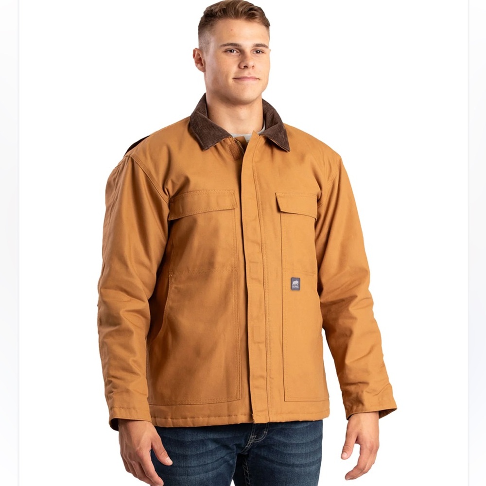 The Berne Apparel Tan Work Jacket with Chest Logo